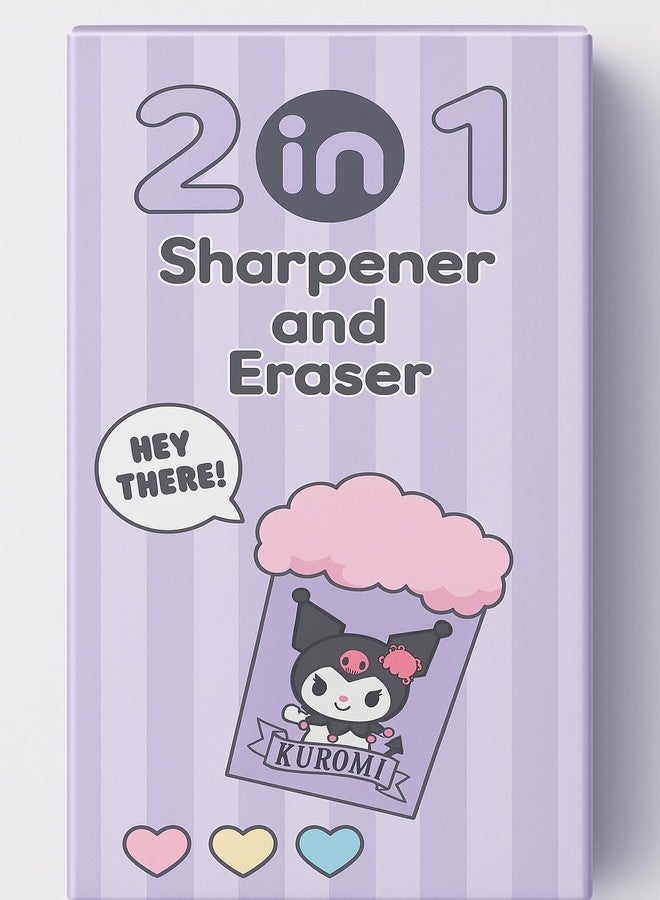 Crafty Cuddle Cute 2-in-1 Eraser and Sharpener for Kids & Students | Unique Stationery | Soft & Fun | Pack of 2 - Ideal Birthday Return Gift (Kuromi) - Image 2